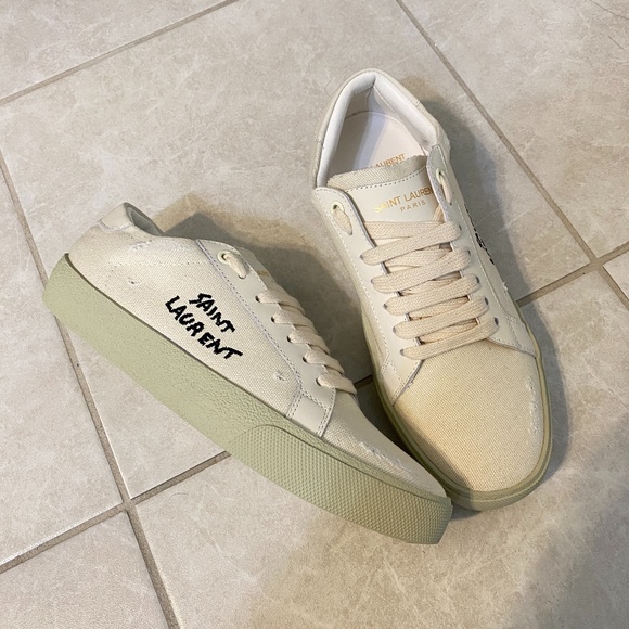 SAINT LAURENT SL06 COURT CANVAS SIGNATURE SNEAKER - Picture 1 of 6